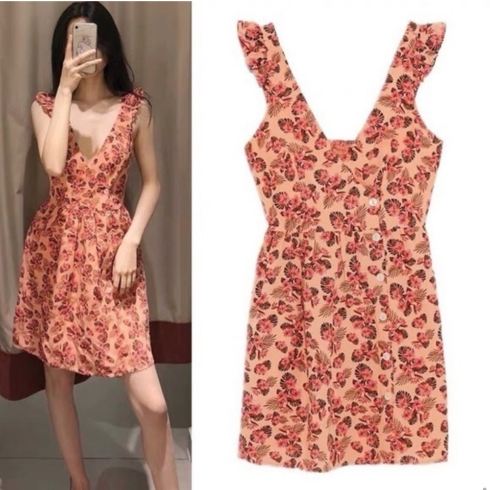 Tropical floral wrap dress